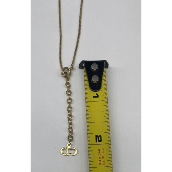 Vtg Christian Dior CD Authentic Gold V-Shaped Rhinestone Crystal Necklace 15” +2 - Picture 9 of 9